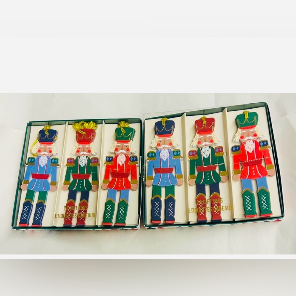 New 48 Meri Meri Nutcracker Gift Tags Soldiers 3 Patterns Gold Ribbons